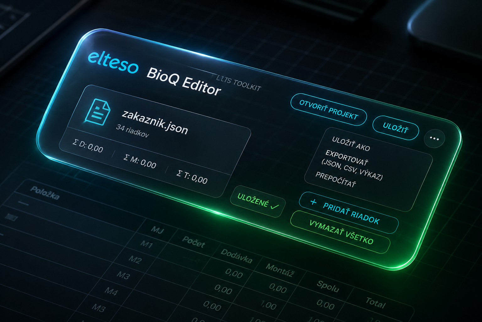 BioQ editor pracovné prostredie